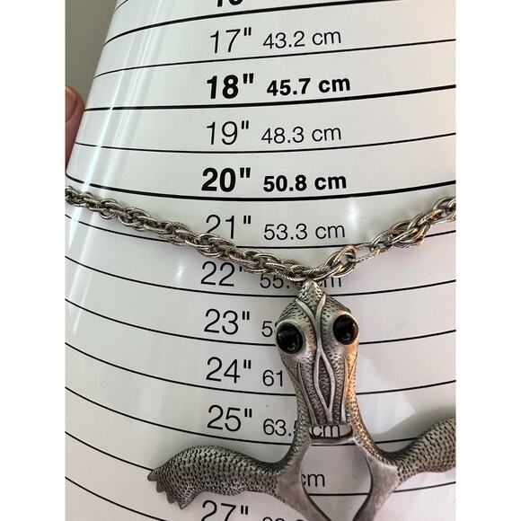 Vintage Gecko Lizard Pendant Necklace Unbranded 20 Inches - Picture 10 of 10